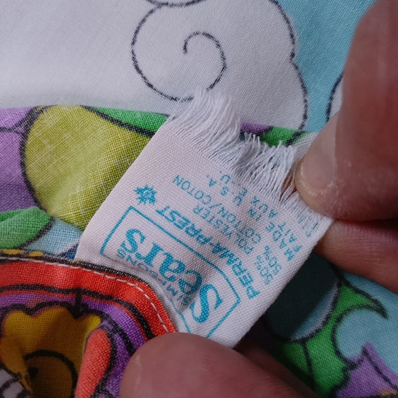 Vintage 1960-70  Noah's Ark Themed Sears FULL Flat Sheet