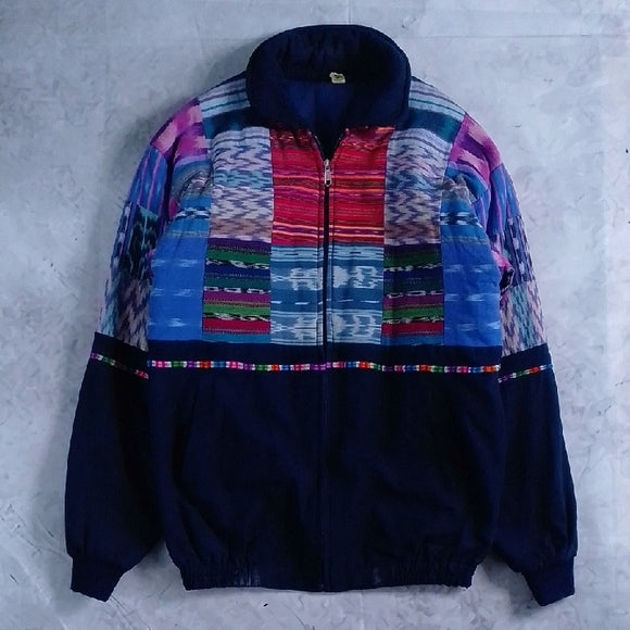 Vintage Handmade Guatemalan Patchwork Jacket – Colourful Cotton Bomber