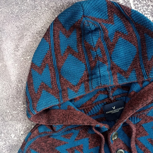 American Eagle Tribal Aztec Pattern Wool Sweater Hoodie