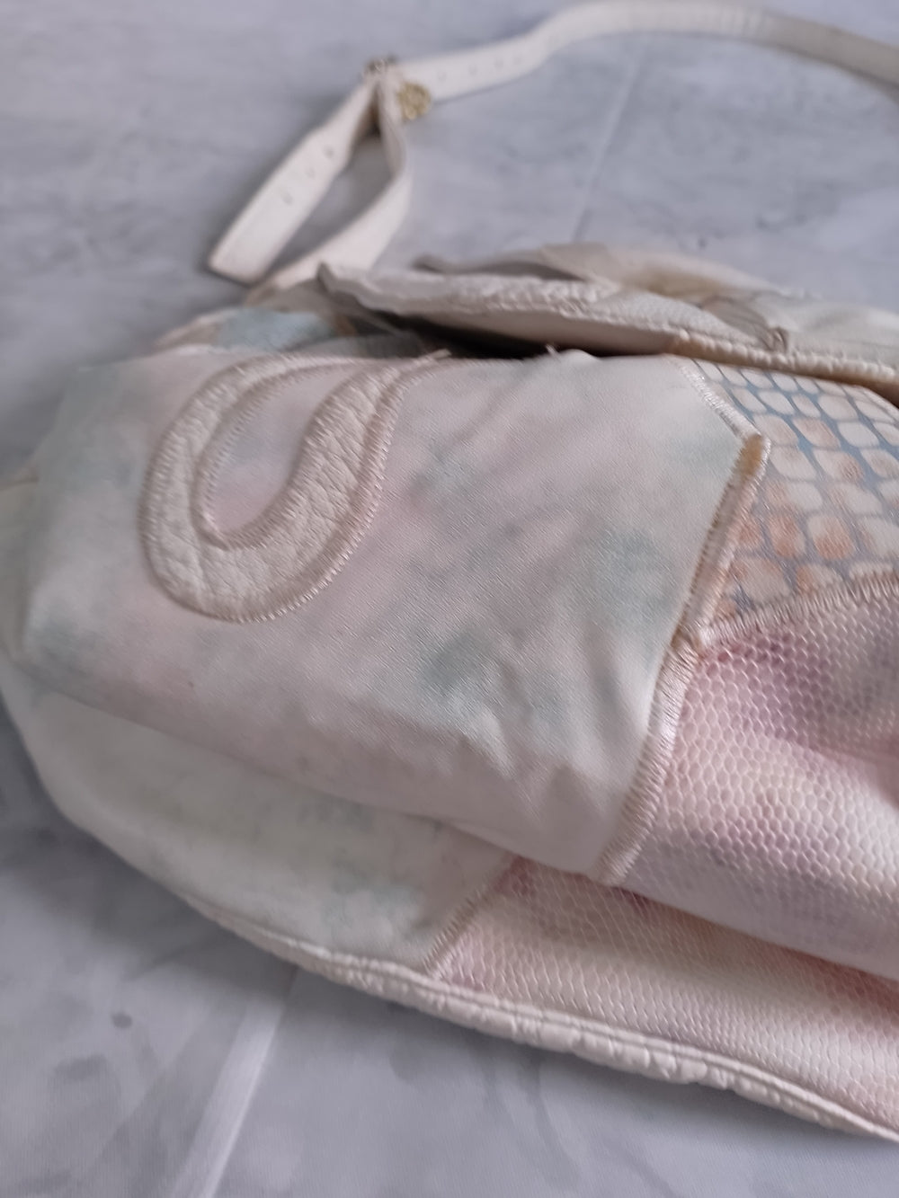 Vintage 80s Cream/White Crossbody Shoulder Bag NAS