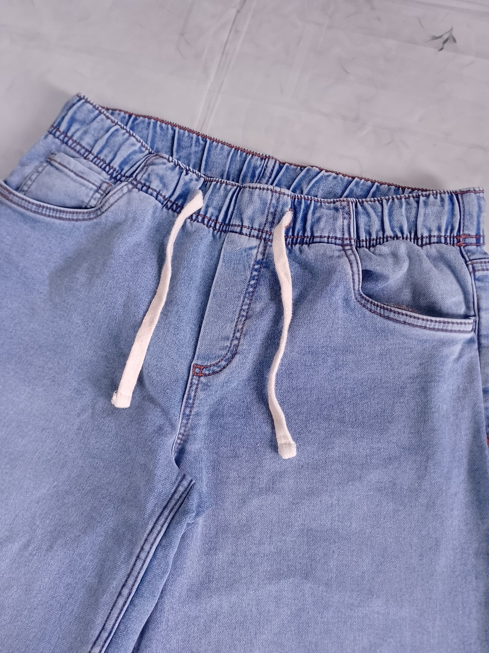Light Wash Drawstring Wide Leg Jeans