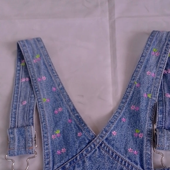 GAP Floral Embroidered Denim Overalls Workwear