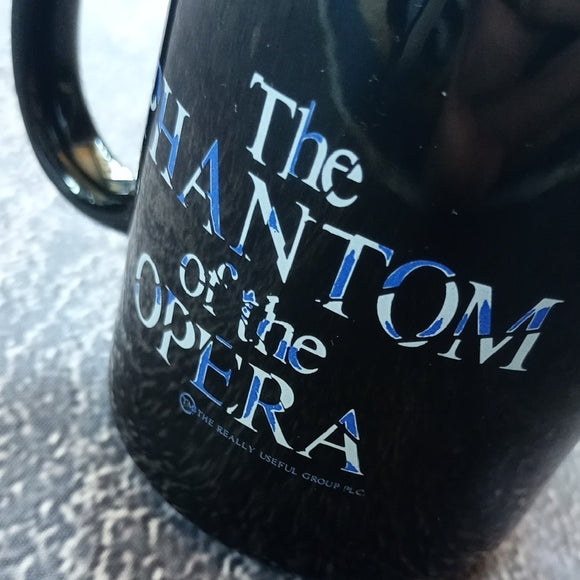 Vintage 1986 Black Phantom of the Opera Mug / Glow In The Dark