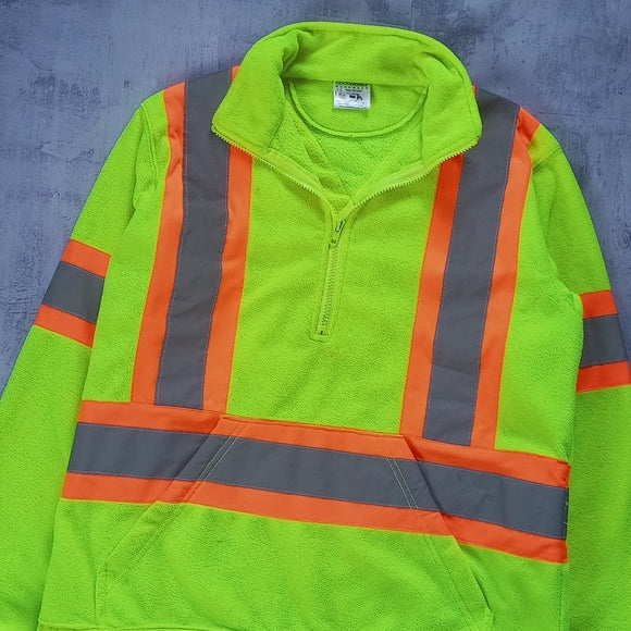 Vintage Construction Workers Neon Reflections Half Zip Sweater