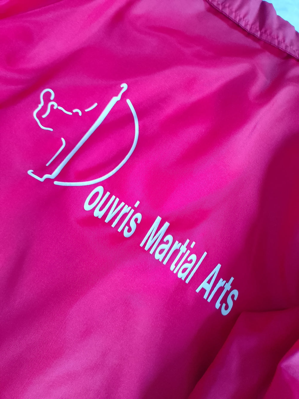 Vintage 2002 Douvris Martial Arts THUMP Jacket Kicking Guy