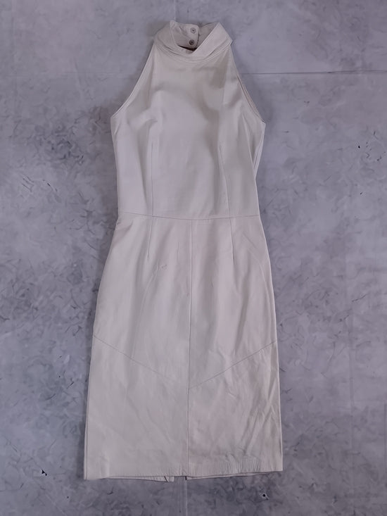 Vintage DANIER Cream Halter Midi Dress with Back Cutout