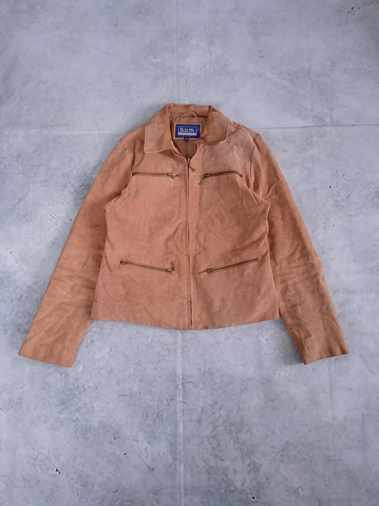 Vintage BUM Equipment Women's Tan Suede Zip Jacket