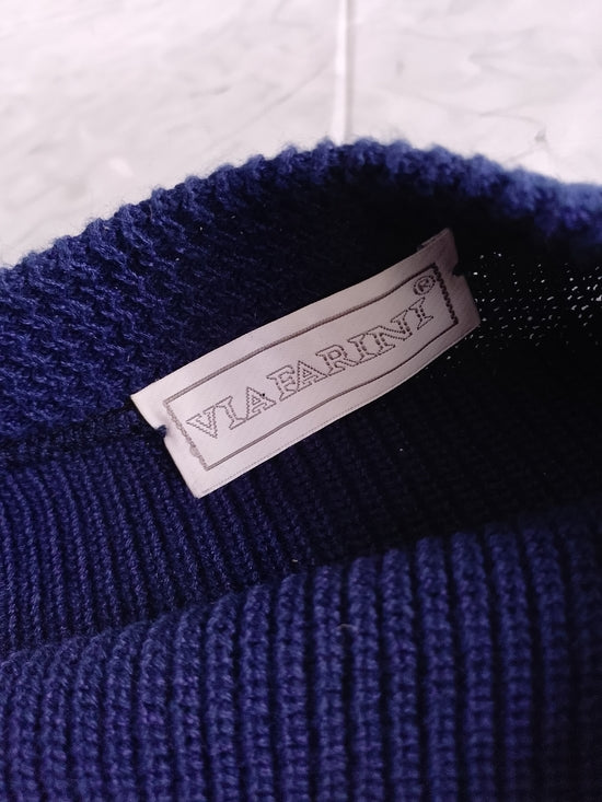 Vintage 90s Navy Blue Mixed-Media Sweater VIA FARINO