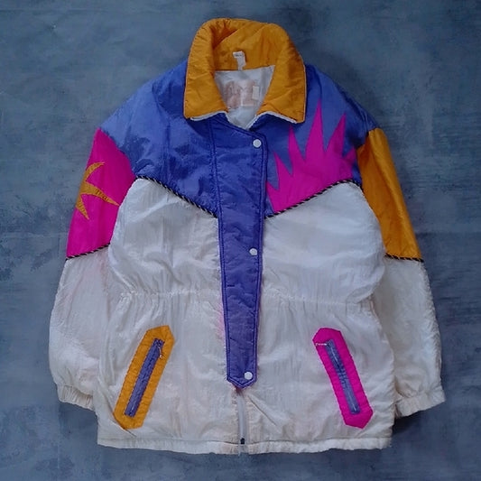 Vintage 90s Sun Style Yellow Pink Purple Colour Block