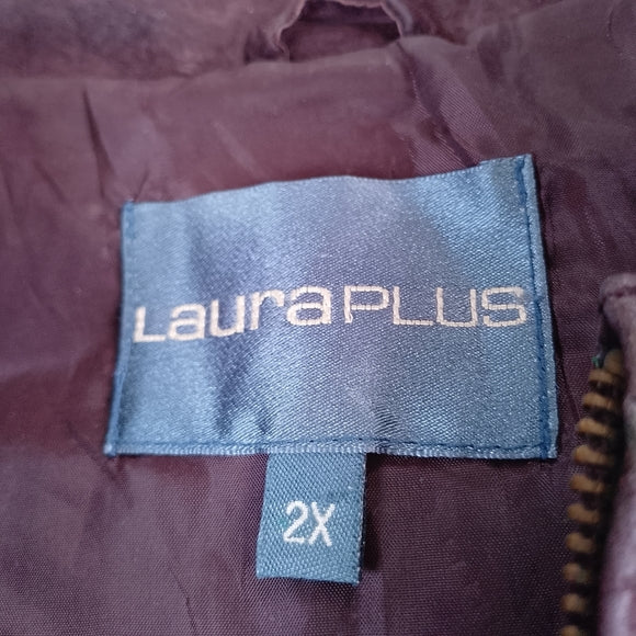 Purple Laura Plus Suede Zip-Front Leather Jacket