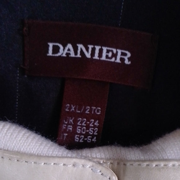 Danier Cream Leather Jacket With Forest Silhouette Inside
