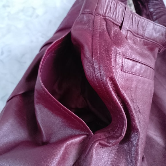 Vintage 90s NANCY HELLER Burgundy Leather Pants
