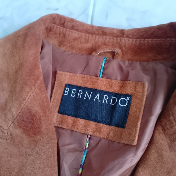 Bernardo Women's Suede Tailored Blazer Jacket in Burnt Orange