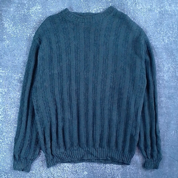 Vintage 90s DAVID TAYLOR GREEN RIBBLE Sweater Crewneck Hand Framed