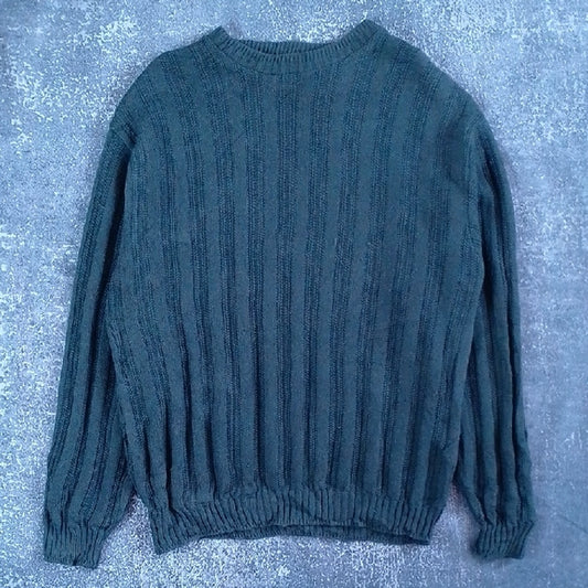 Vintage 90s DAVID TAYLOR GREEN RIBBLE Sweater Crewneck Hand Framed