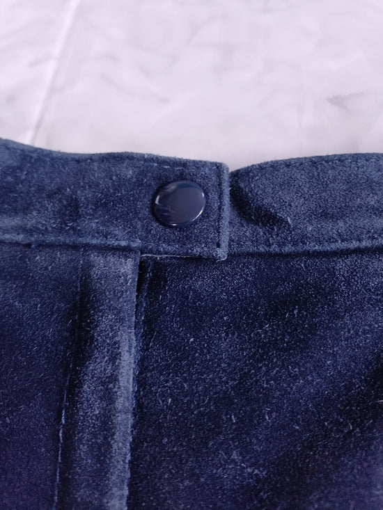 Vintage 90s SUEDE Classic Navy Mini Women's Skirt OPERA
