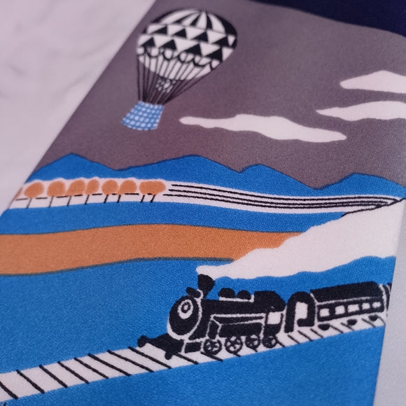 Christian Dior Blue and Tan Men's Tie Tain and Air Balloon