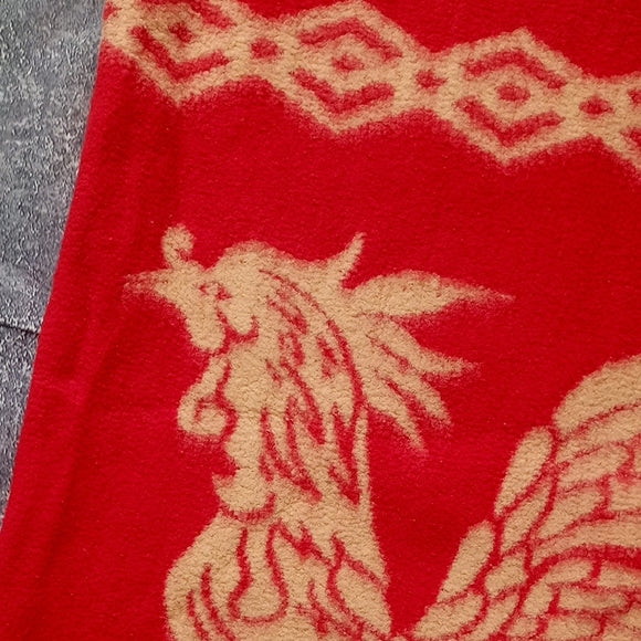 Vintage Chinese Dragon and Phoenix Design Wool Reversible Blanket