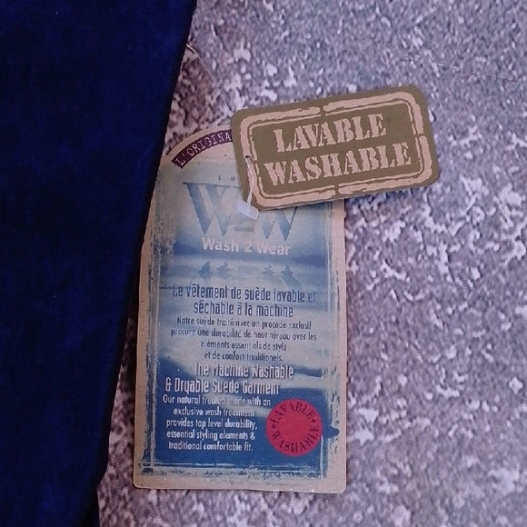 SKOTTS SUEDE WASH & WEAR LEATHER BLUE ZIPPER VEST