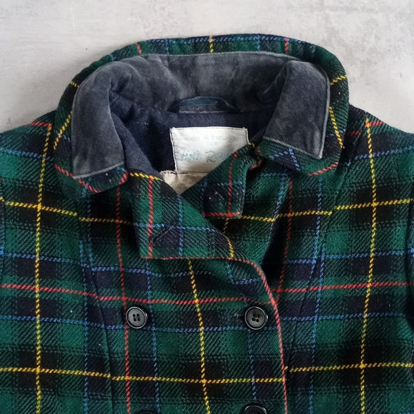 RARE Vintage 1960s Holt Renfrew Made In England Peacoat Plaid Wool Kids