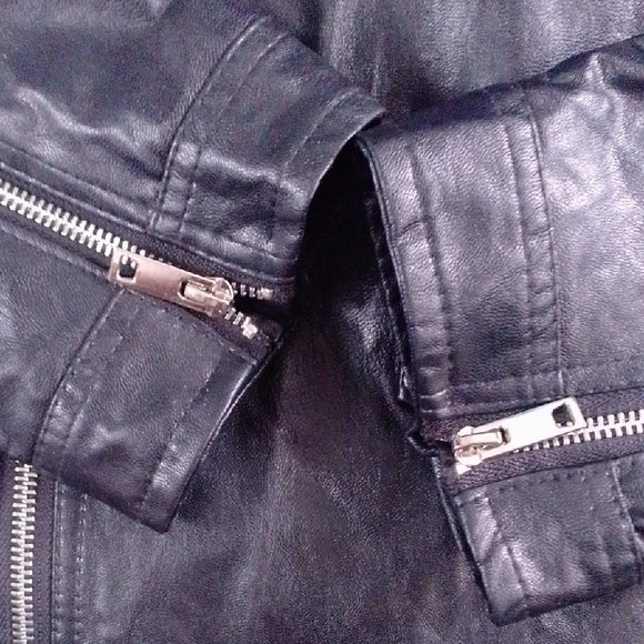 Black Faux Leather Biker Jacket