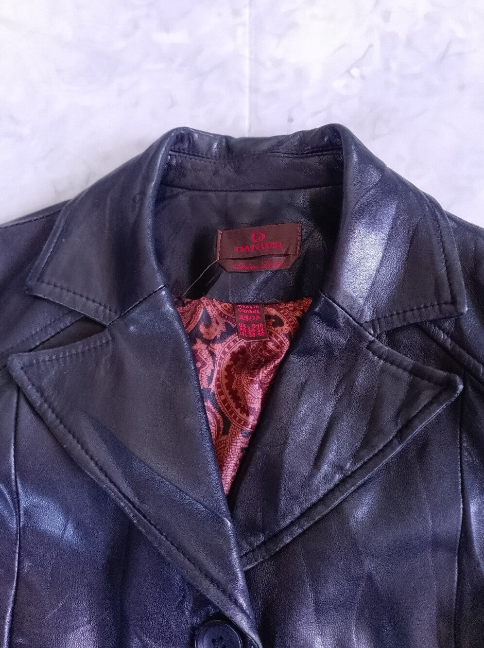 Danier Women's Black Italian Leather Button-Front Coat