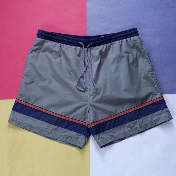 Vintage 90s Court Club Orange/ Blue Striped Essential Shorts Unisex