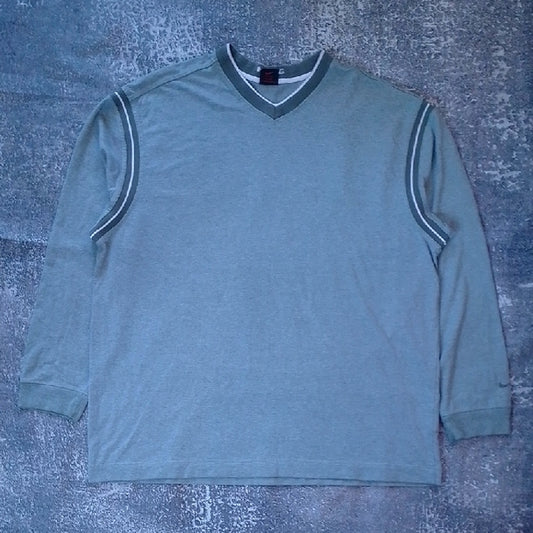 Vintage 90s NIKE Men's Gray V-Neck Sweater