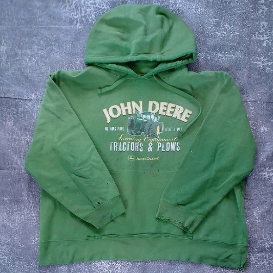 Distressed John Deere Green Tractor Hoodie