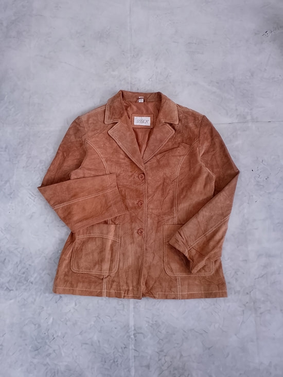 Vintage JESSICA Women's Brown Suede Button-Front Jacket