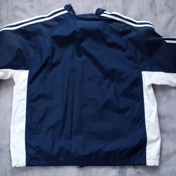 Vintage 90s Adidas Essential Windbreaker Jacket Blue White UNISEX