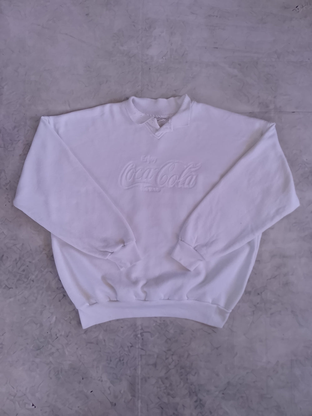 VINTAGE Coca Cola White Embroidered Logo Sweater UNISEX