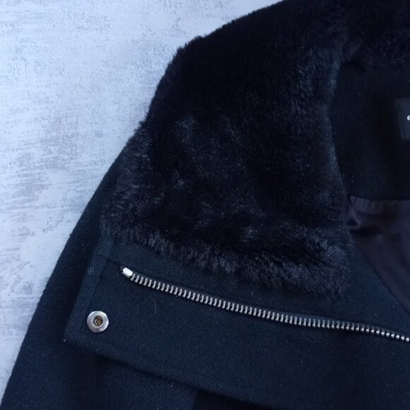Club Monaco Wool Winter Jacket Rocio Faux Fur