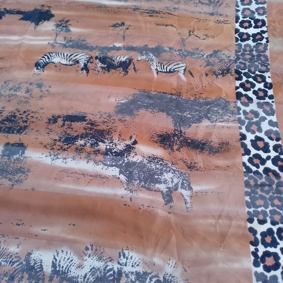 Into Africa Handmade Savannah Landscape Animal Scarf Giraffe Zebra Leopard