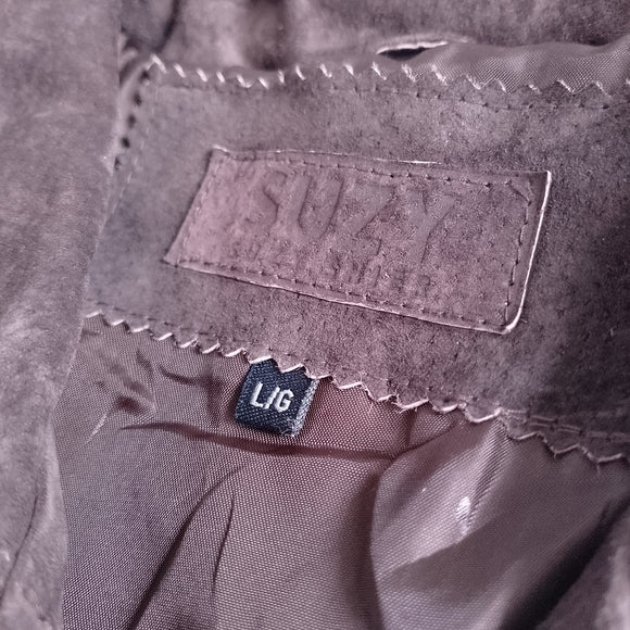 Suzy Shier Suede Zip Front Women's Jacket - Brown