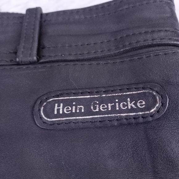 Vintage 80s Hein Gericke Black Leather Motorcycle Pants Biker