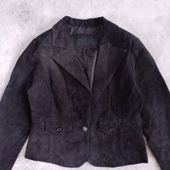 SUZY SHIER Women's Black Suede Blazer Jacket