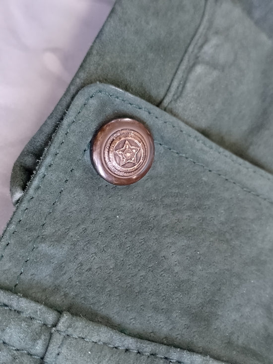 Vintage 90s Men's Suede Field Jacket - Forest Green