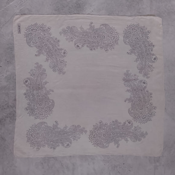 Vintage Armine Silk Scarf / Shawl – Black & White Paisley Floral Design – 32”
