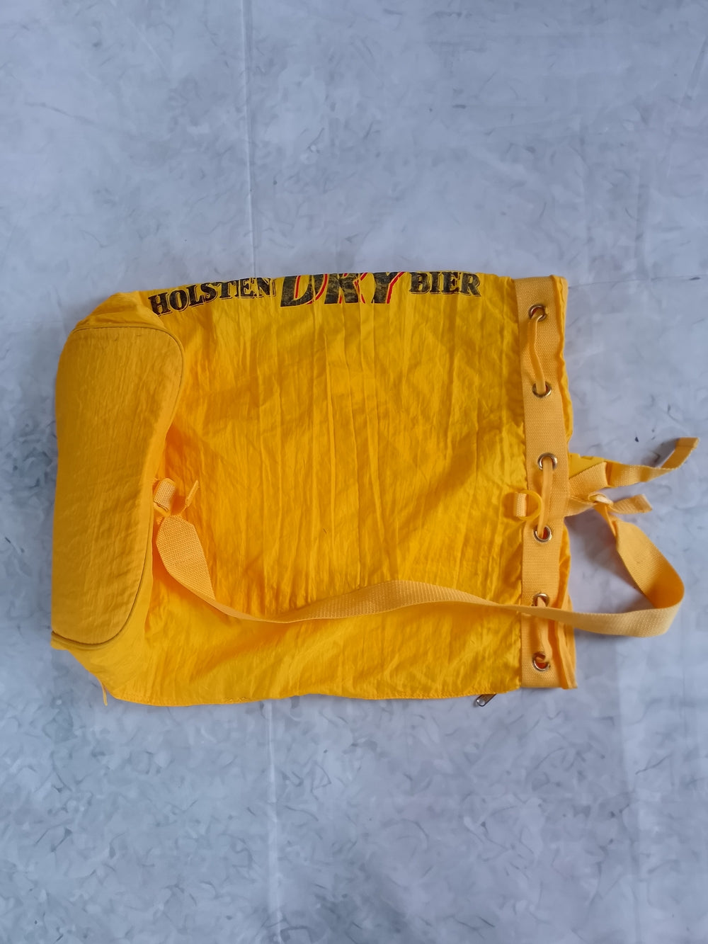Vintage 90s Holsten Dry Bier Yellow Canvas Tote Bag TENNIS RACKET