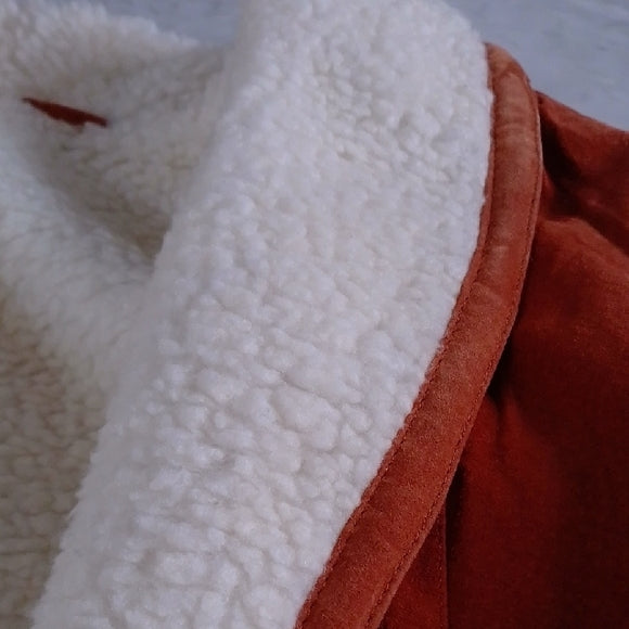 Vintage 80s Leather Sherpa Lined Jacket Shearling Collar