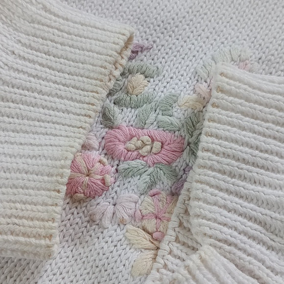 Vintage Floral Sewin White Oaks London Crewneck Knitted By Hand