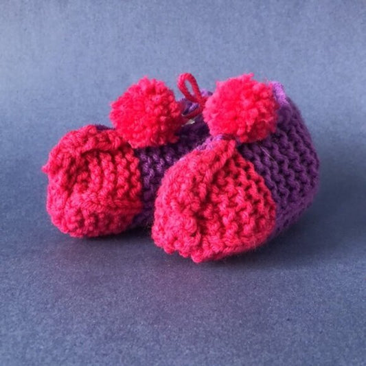 NWT Vintage Handmade Knitted Pink & Purple Children’s Slipper Booties