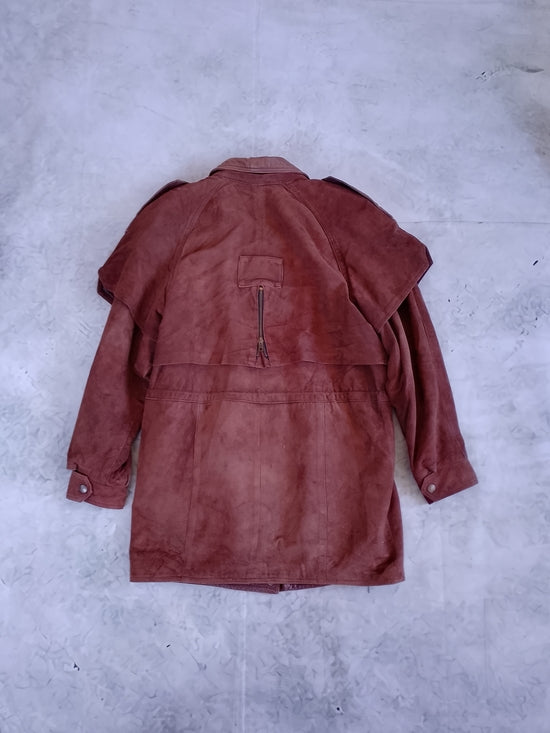 Vintage Dimitri Rust Suede/Leather Long Jacket