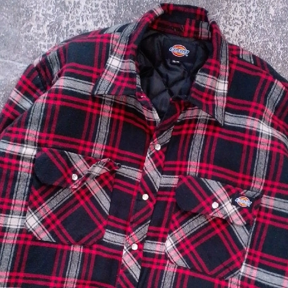 Dickies Red and Black Plaid Flannel Jacket PEARL SNAP