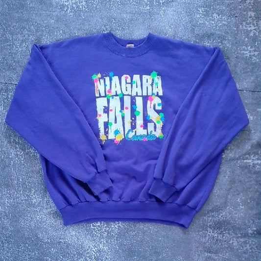 VINTAGE 90s Niagara Falls Canada Tourtish Crewneck Sweater