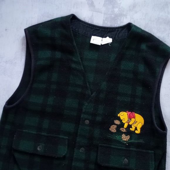 Vintage Disney Winnie The Pooh Vest Tartan Plaid UNISEX