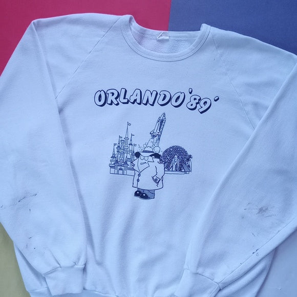 Vintage 1989 Orlando 89' Harvey Woods Cartoon Graphic Sweater Unisex