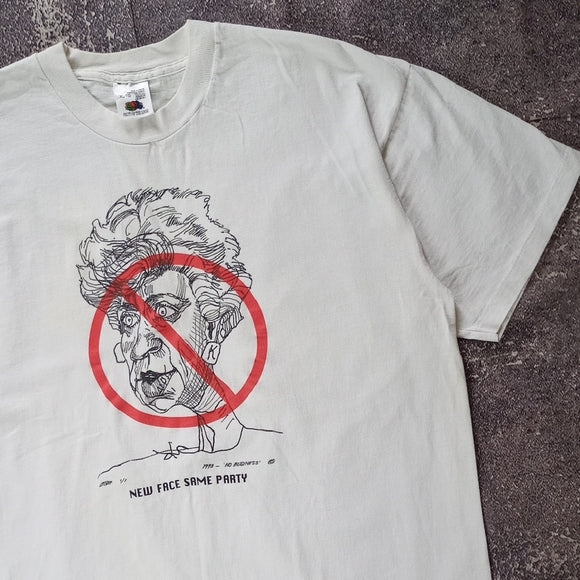 Vintage 1993 ANTI Kim Campbell New Face Same Party Single Stitch T-Shirt