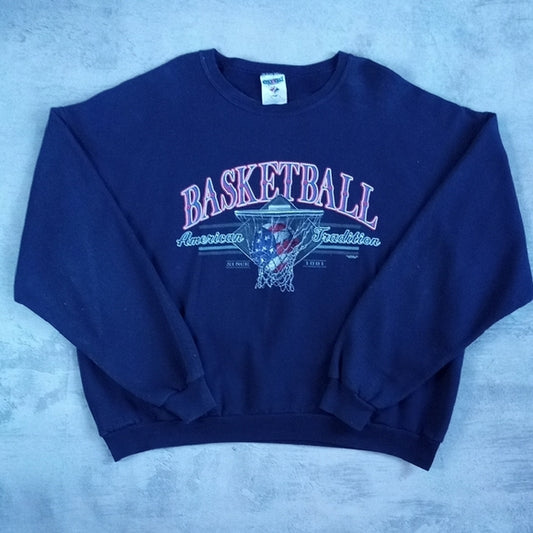 Vintage 90s BASKETBALL AMERICAN TRADITION CREWNECK SWEATER